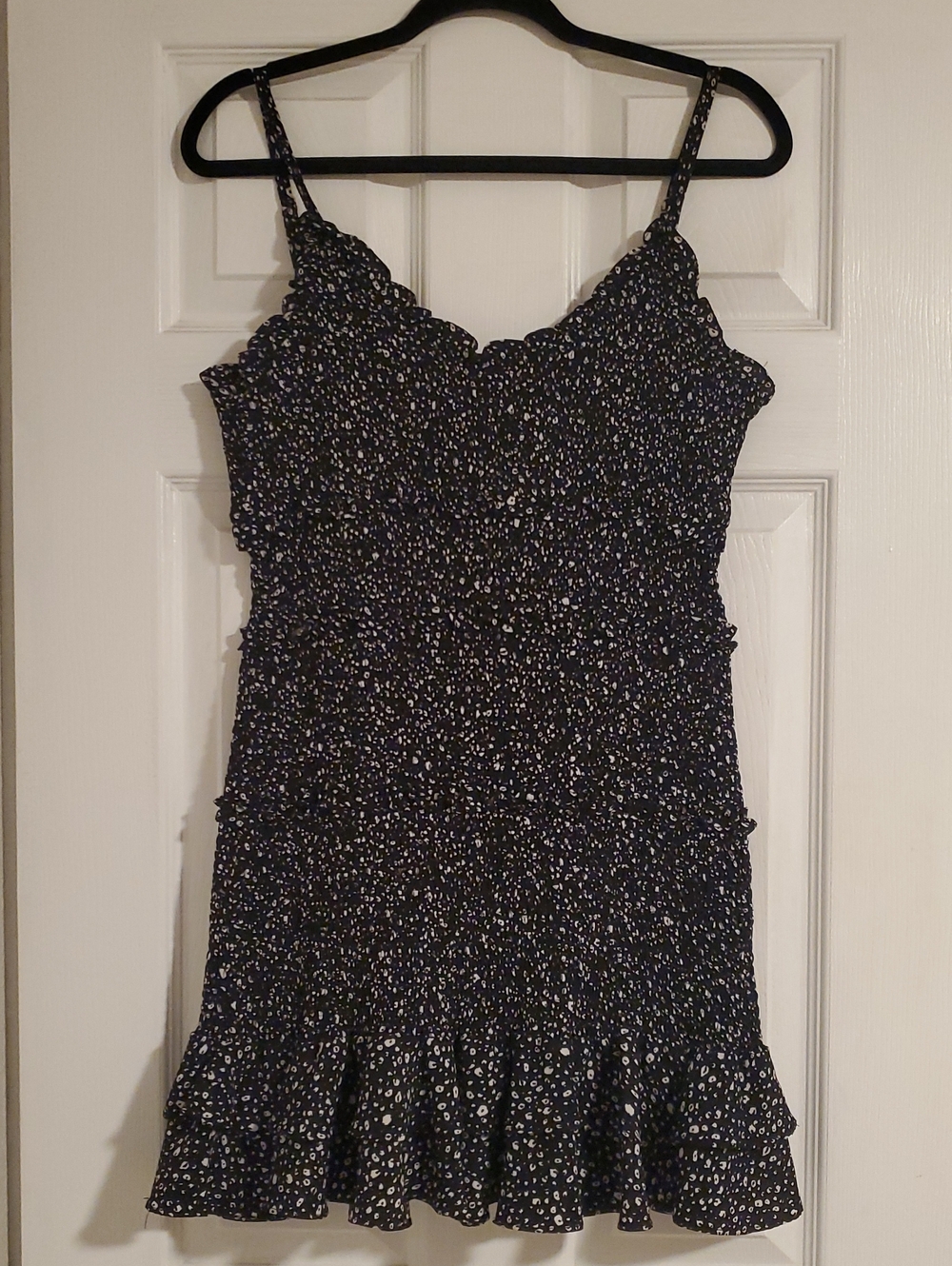 Going Out Fashion Nova Navy Spotted Smocked Mini Dress